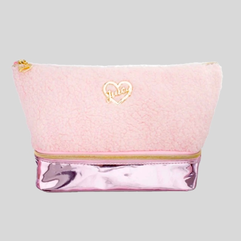 New!!! JUICY COUTURE Sherpa Top Zip Cosmetic Bag (Pink)